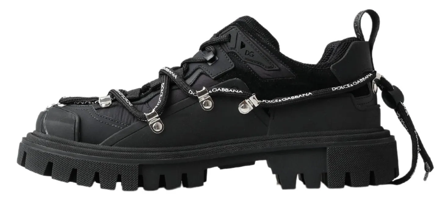 Dolce & Gabbana Portofino Black Leather Sneakers