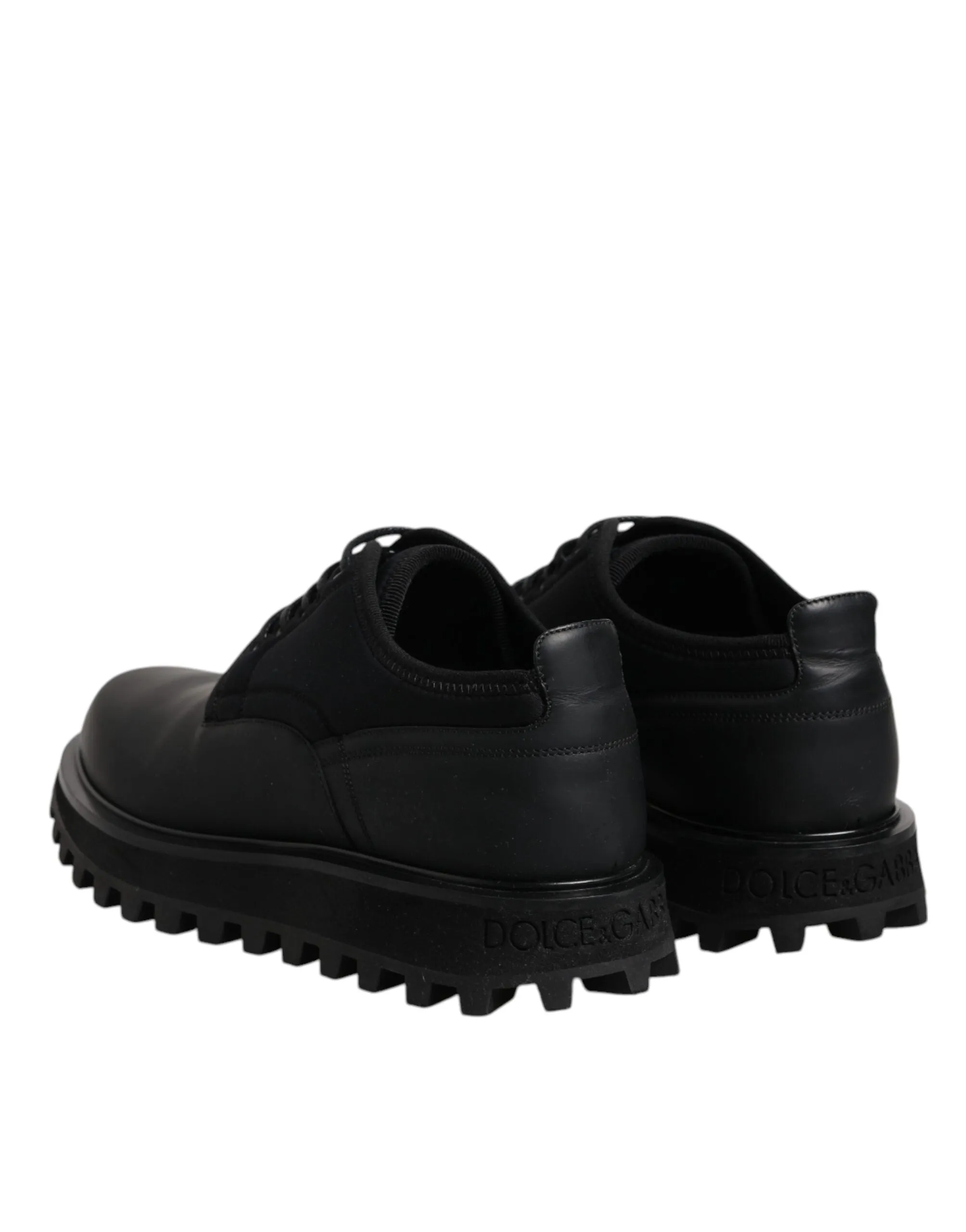 Dolce Lace Up Trekking Shoes Leather Gabbana Black Dress Exclusive products Best choice &