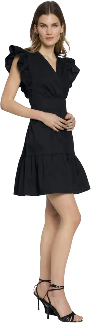 Donna Morgan Faux Wrap V-Neck, Sleeveless, Ruffle Skirt | Mini Dresses for Women