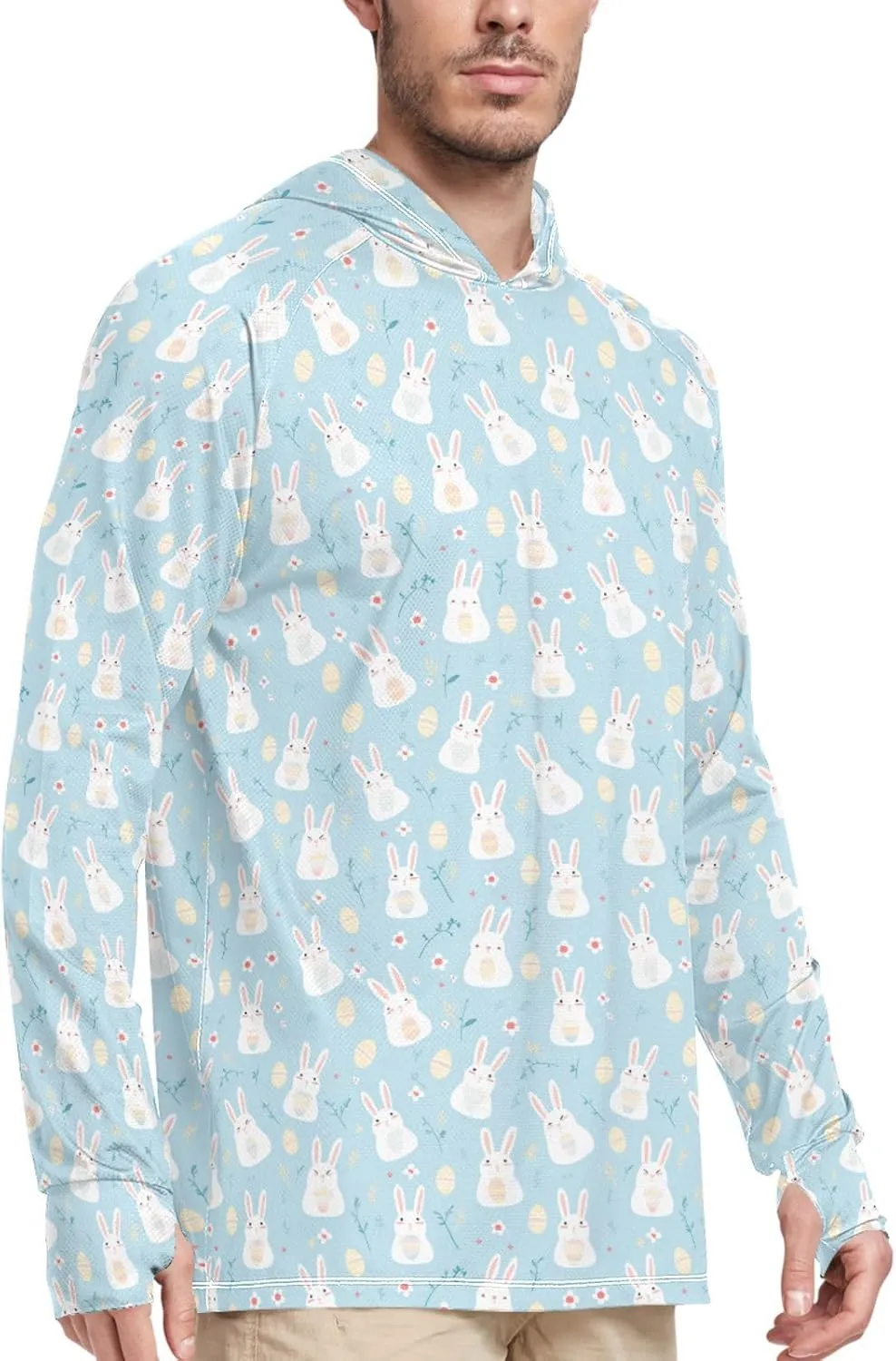 Easter Men's Sun Protection Hoodie Long Sleeve Sun Shirt with Hood UPF 50  Cooling Hoodies Rash Guard Shirts for Men UV