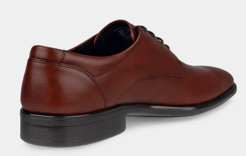ECCO Men's City Tray Leather Derby Shoe Cognac
