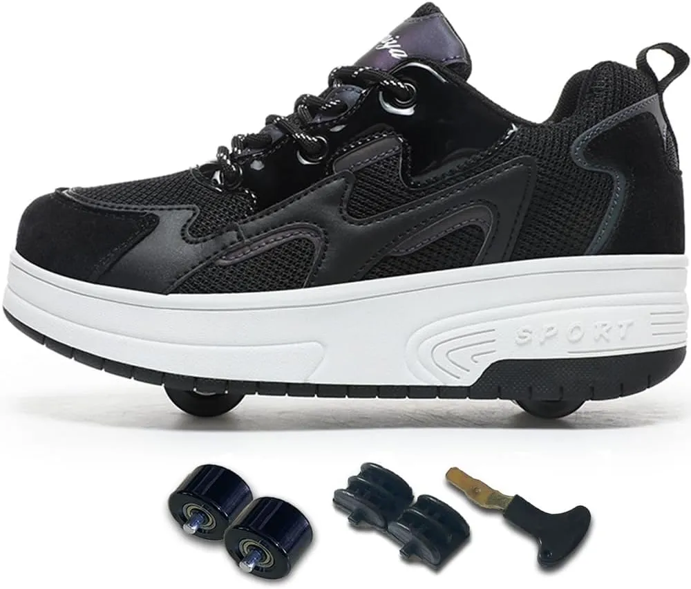 Ehauuo Roller Skates Shoes Sneakers Wheels Removable for Boys Girls Safety Stain-Resistant Easy on and Clean Comfortable as Kids Fun Sports Loved for Kids Beginners