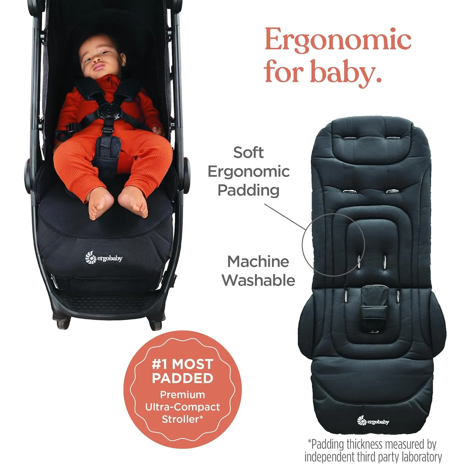 Ergobaby Metro  Compact Baby Stroller, Lightweight Umbrella Stroller Folds Down for Overhead Airplane Storage (Carries up to 50 lbs), Car Seat Compatible, Slate Grey