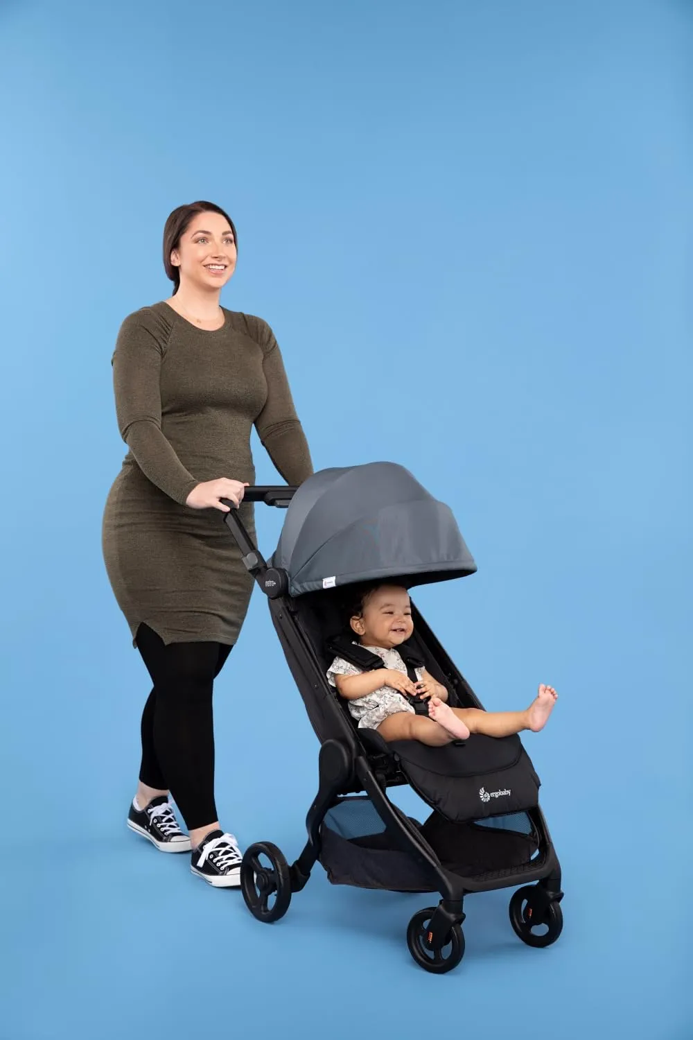 Ergobaby Metro  Compact Baby Stroller, Lightweight Umbrella Stroller Folds Down for Overhead Airplane Storage (Carries up to 50 lbs), Car Seat Compatible, Slate Grey