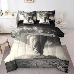 Erosebridal Tornado 7 Pcs Comforter Set Full Size,Natural Disaster Bed in a Bag with Flat Sheet and Fitted Sheet for Kids Teens Adult,Horror Theme Bedding Set with Pillowcase and Sham Reversible