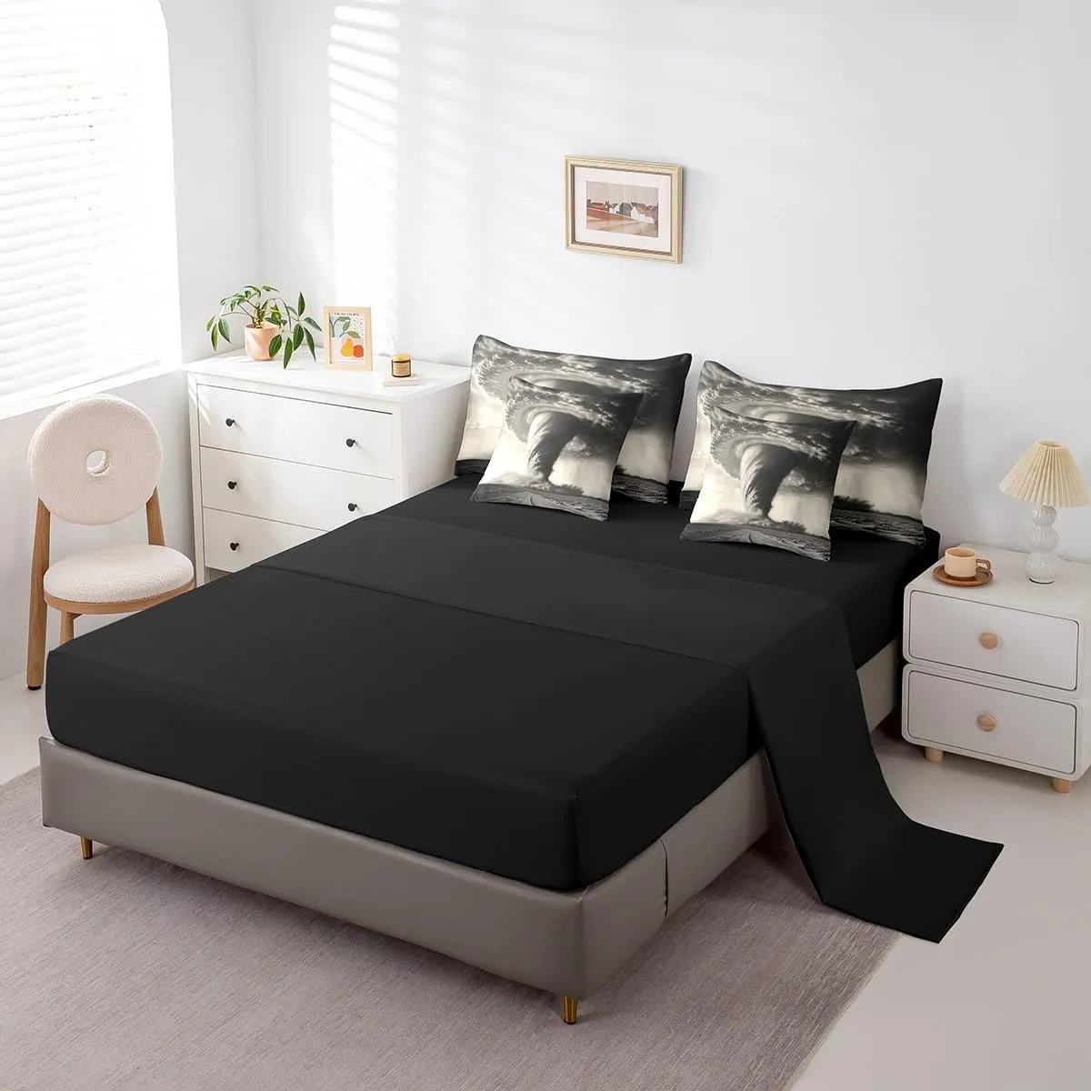Erosebridal Tornado 7 Pcs Comforter Set Full Size,Natural Disaster Bed in a Bag with Flat Sheet and Fitted Sheet for Kids Teens Adult,Horror Theme Bedding Set with Pillowcase and Sham Reversible
