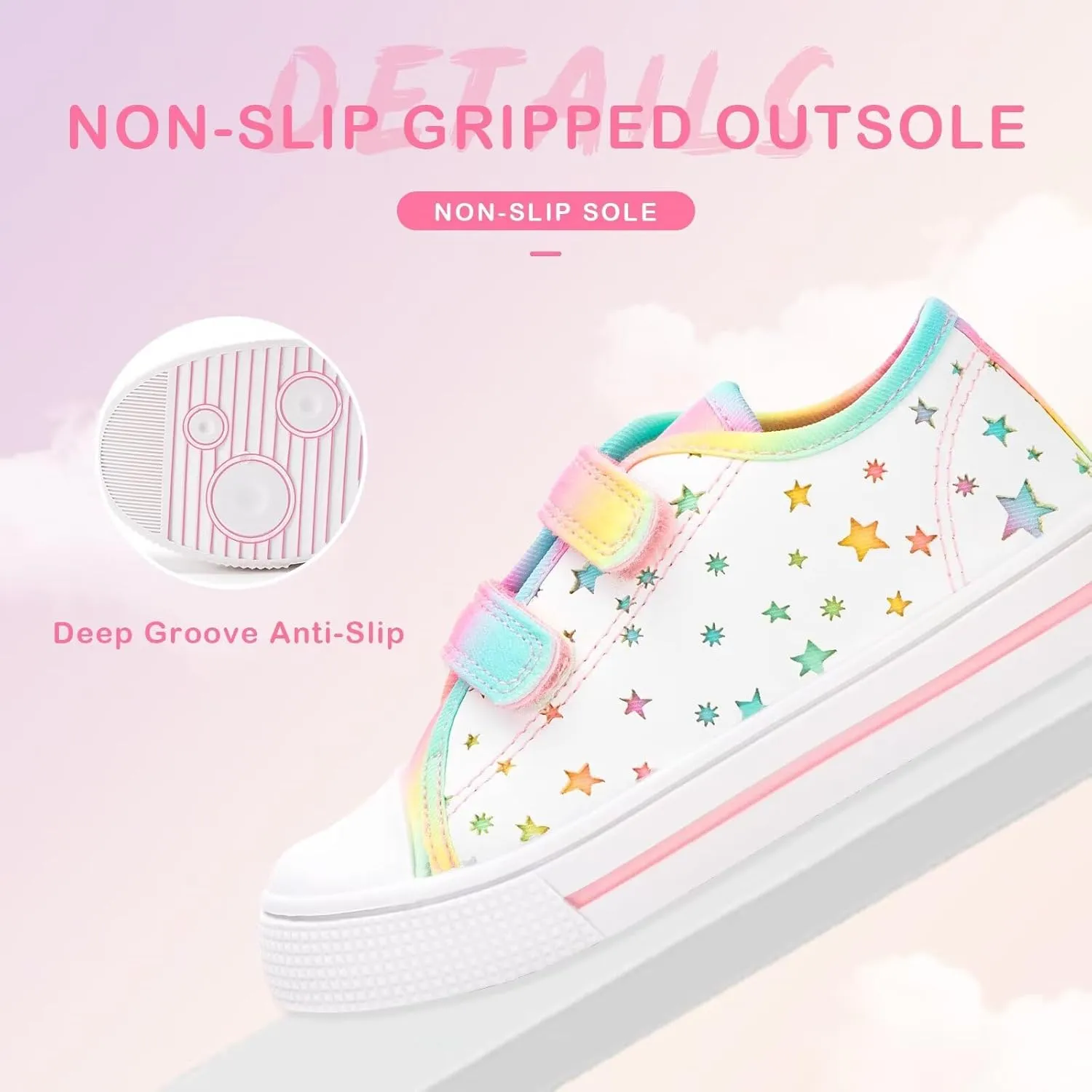 EUXTERPA Kids Toddler Sneakers Boys Girls Canvas Shoes Walking Sneaker with Easy Fasten Strap