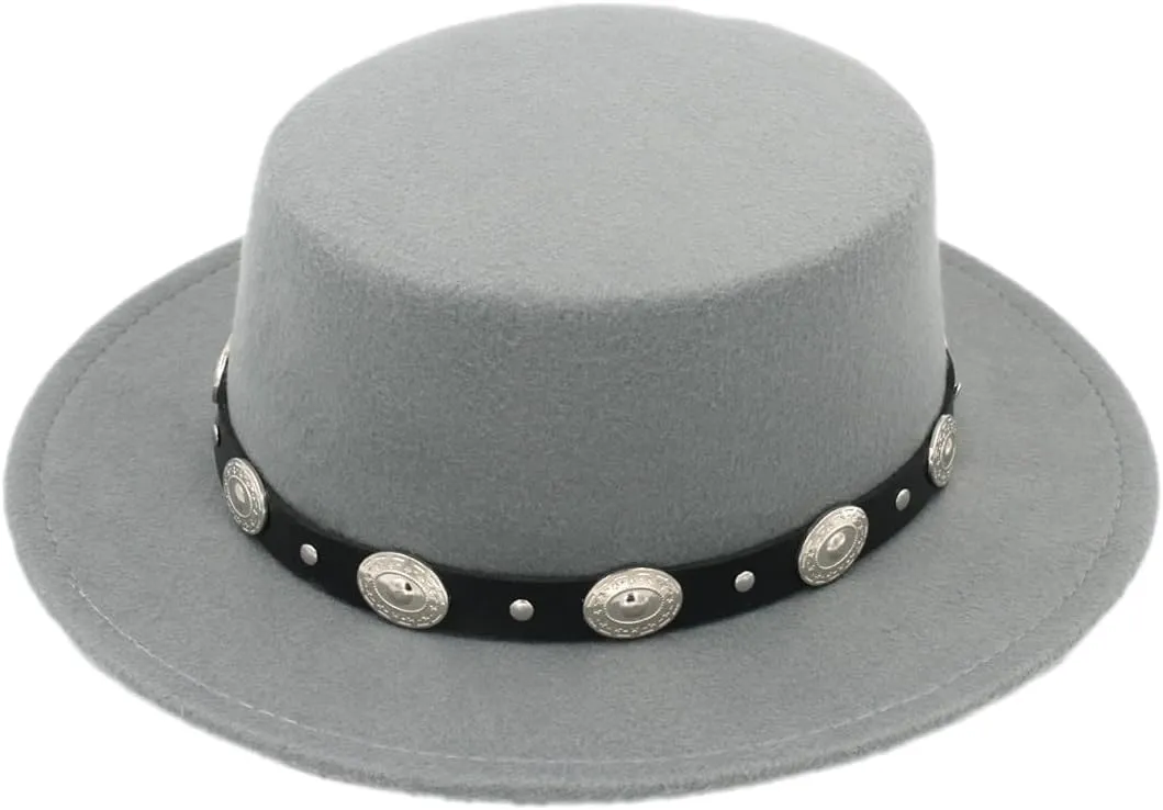 Fedora Hats,Pork Pie Hats,Flat top Hats,Boater Hat Bowler Caps with Black Belt for Men Women