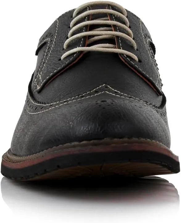 Ferro Aldo Phillip MFA19312 Mens Classic Brogue Wingtip Perforated Derby Dress Shoes