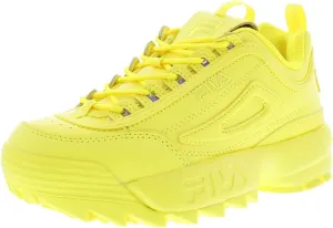 Fila Kid's Vulc 13 2D Hi-Top Sneaker, White/Pink Glo/Safety Yellow - 6
