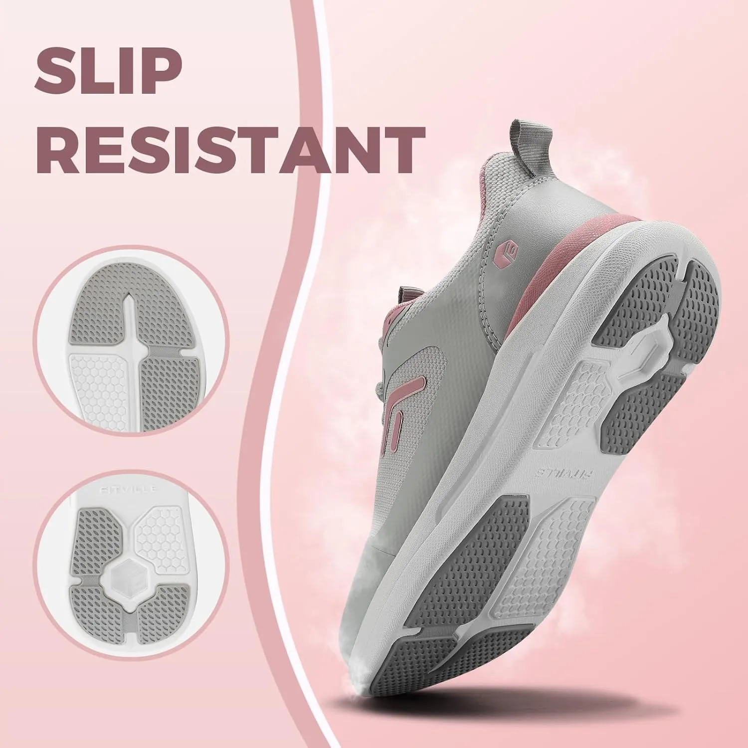 FitVille Wide Width Sneakers for Women Extra Wide Athletic Shoes with Arch Support for Workout Gym Cross Training