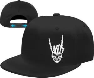 Flat Bill Hats for Men Snapback Hats Skull Skeleton Hat Flat Brim Fitted Hat Adjust Black Baseball Caps for Men
