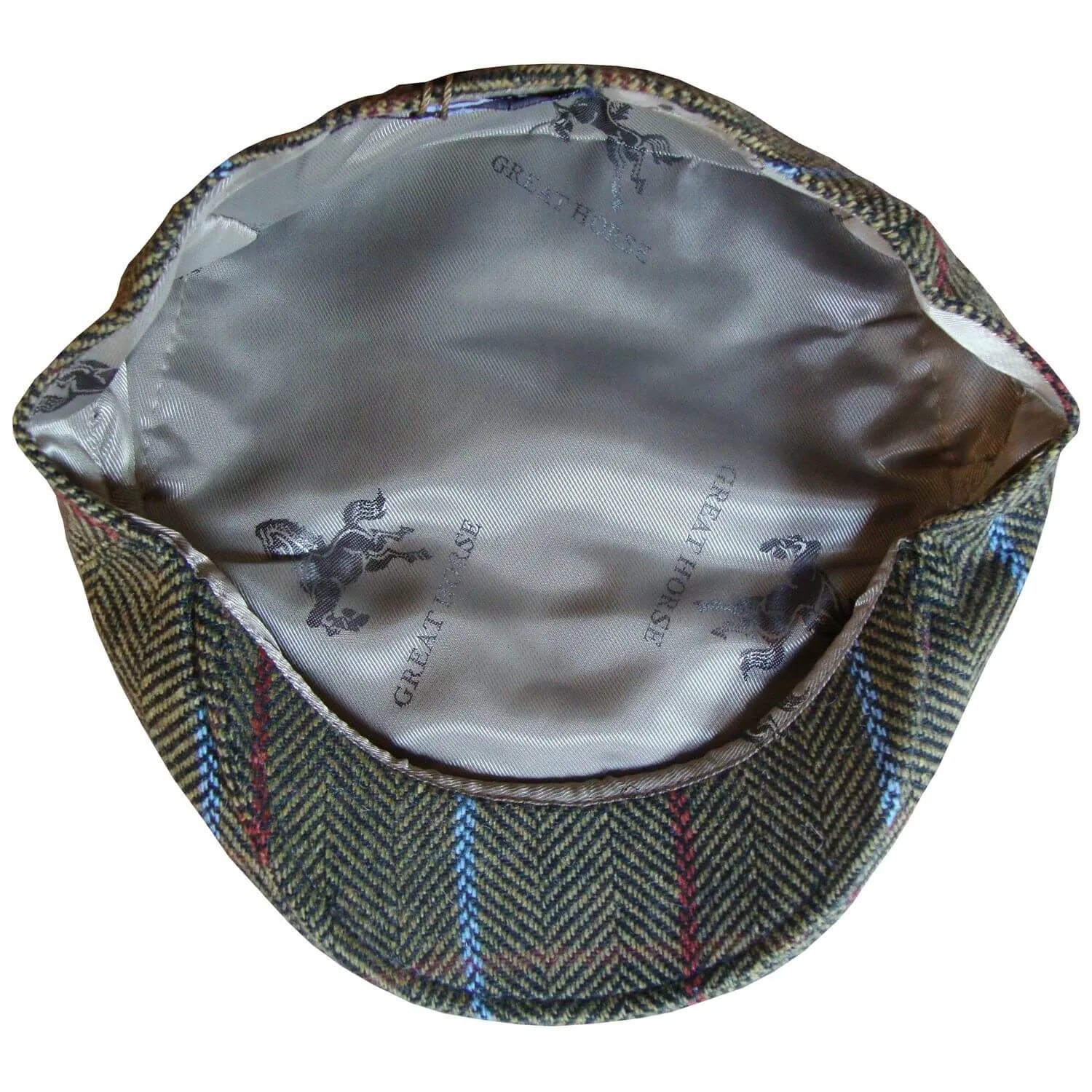 Flat Cap In A Striped Check - Blue, Green, Brown - Great Horse