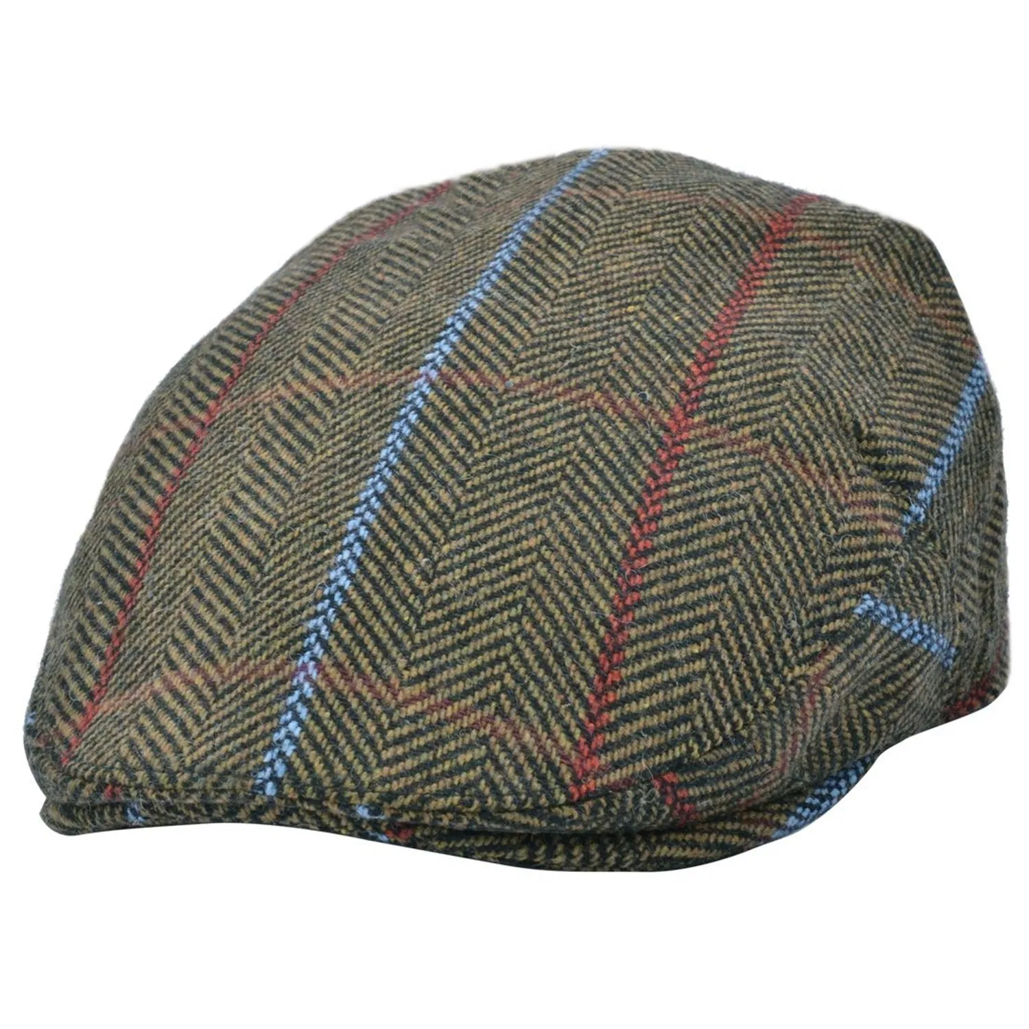 Flat Cap In A Striped Check - Blue, Green, Brown - Great Horse