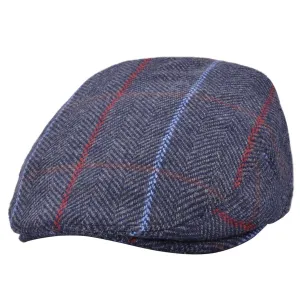 Flat Cap In A Striped Check - Blue, Green, Brown - Great Horse