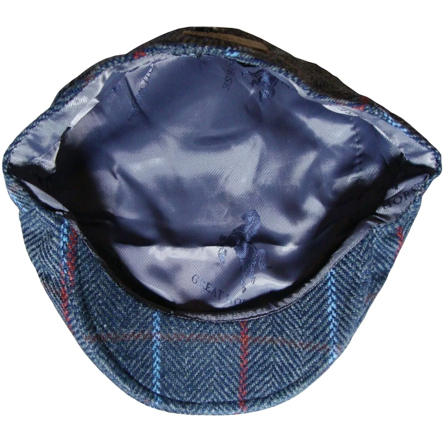 Flat Cap In A Striped Check - Blue, Green, Brown - Great Horse