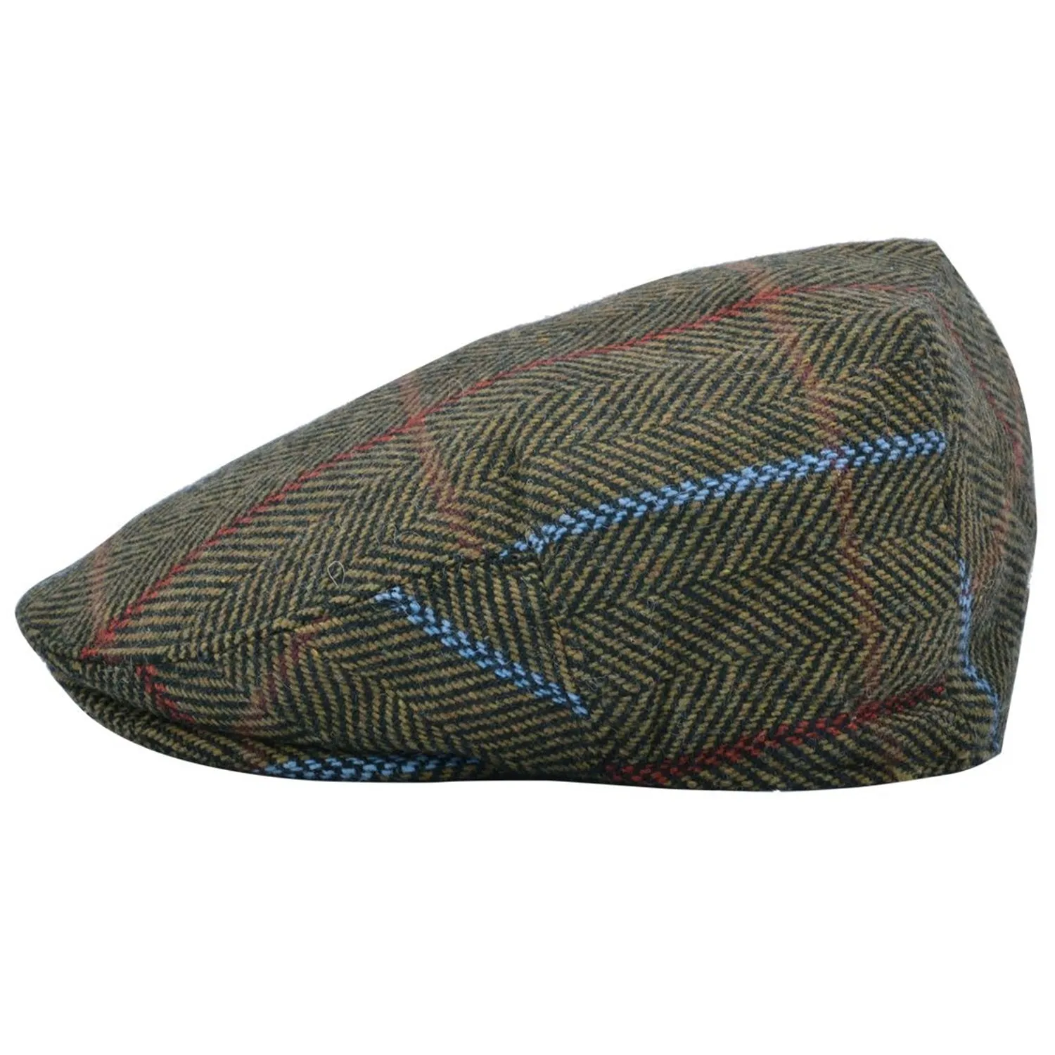 Flat Cap In A Striped Check - Blue, Green, Brown - Great Horse