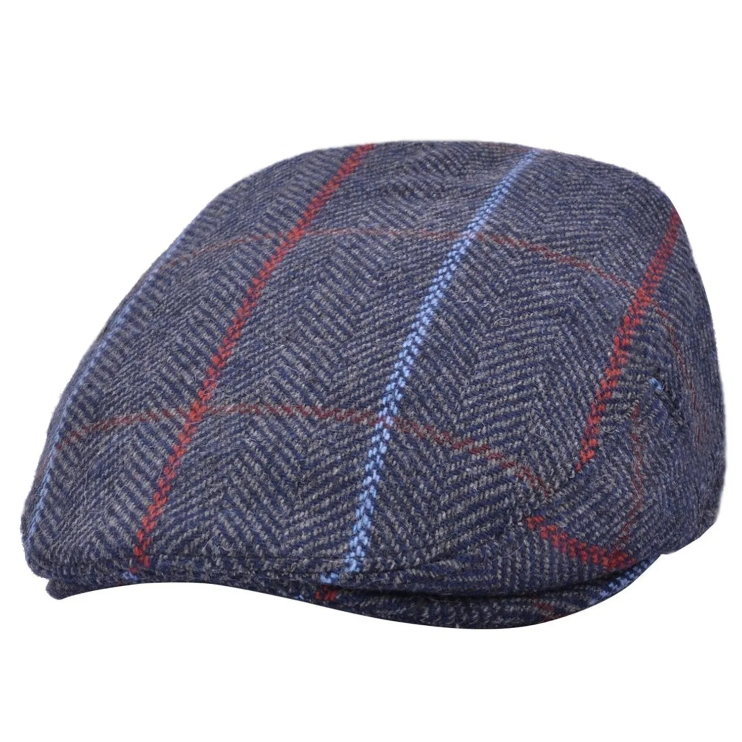 Flat Cap In A Striped Check - Blue, Green, Brown - Great Horse