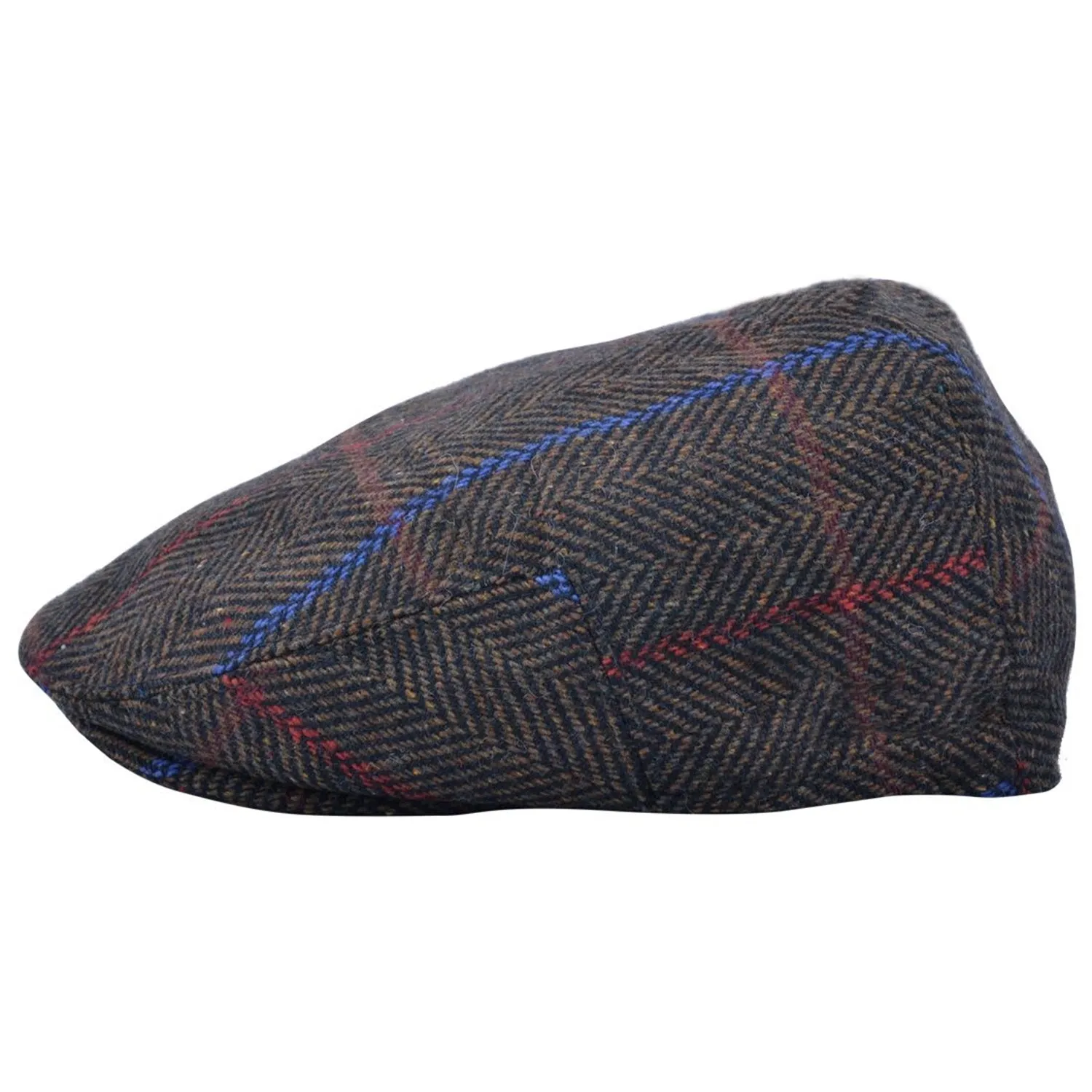 Flat Cap In A Striped Check - Blue, Green, Brown - Great Horse