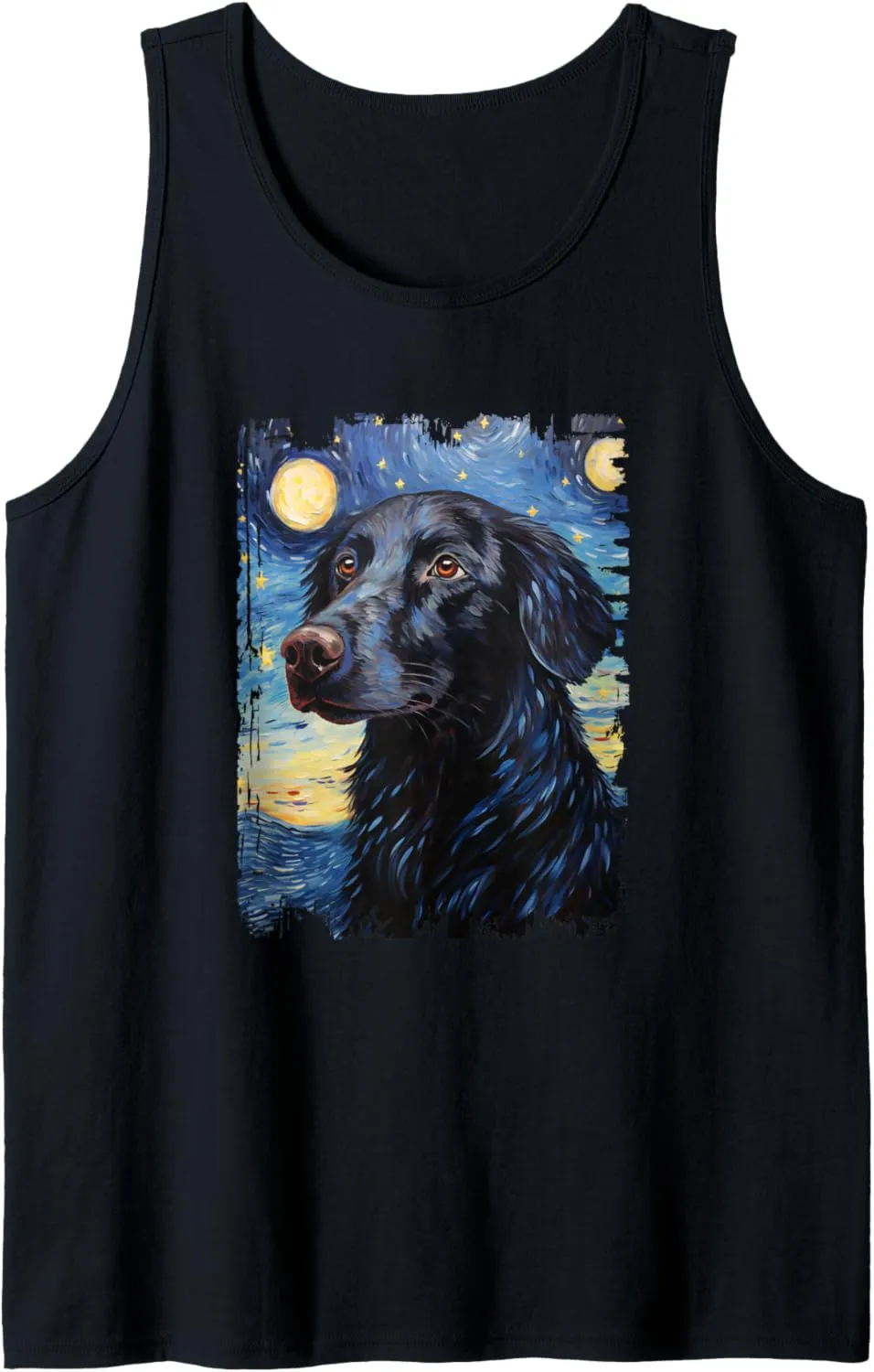 Flat Coated Retriever Dog Starry Night Painting Dog Mom Dad Tank Top