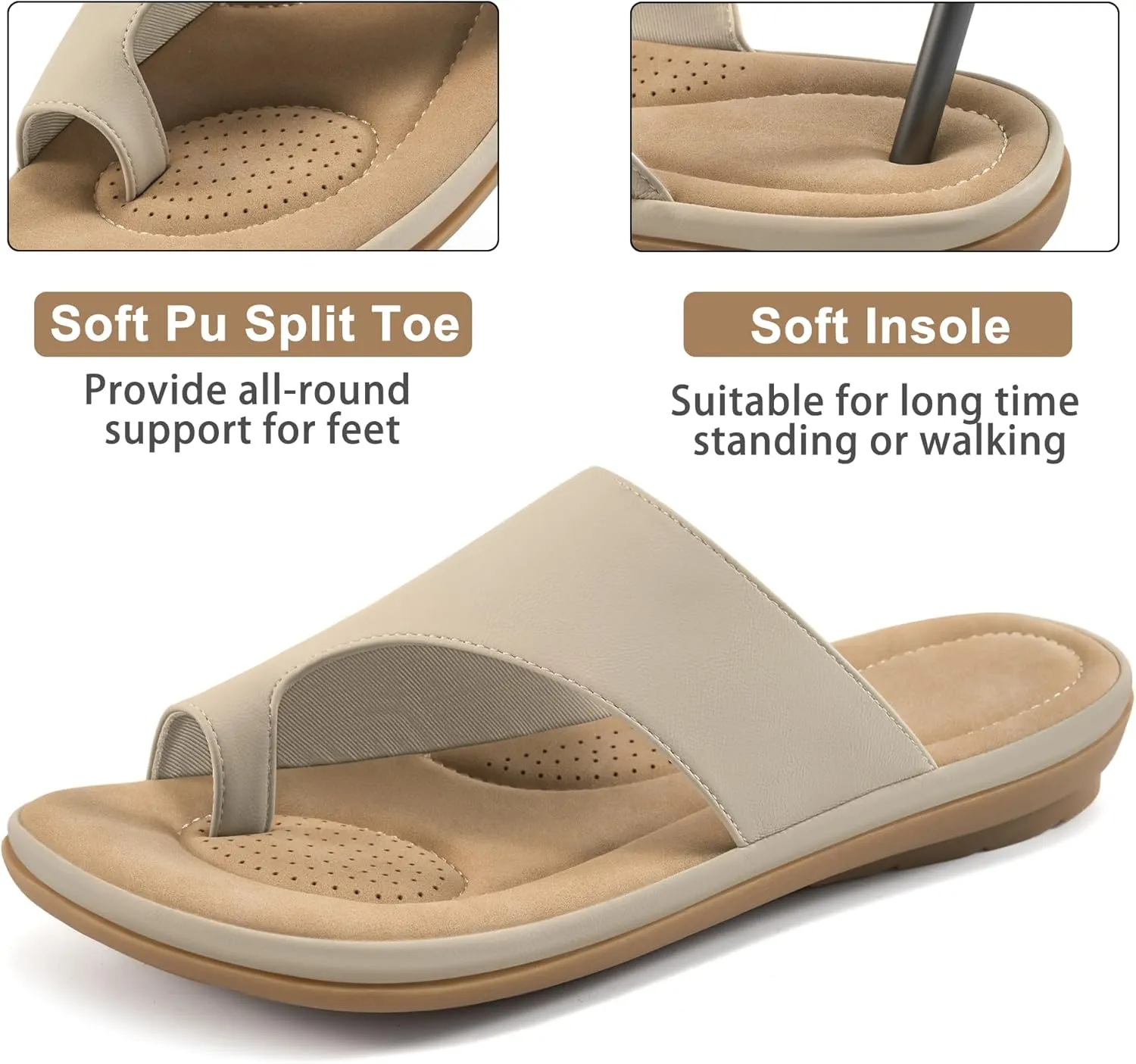Flat Sandals for Women: Summer Beach Suitable for Women Comfortable Sandals Orthopedic Support Flats