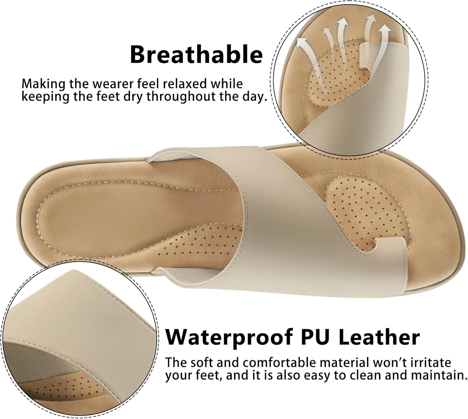 Flat Sandals for Women: Summer Beach Suitable for Women Comfortable Sandals Orthopedic Support Flats