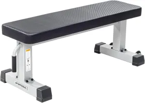 Flat Weight Bench Heavy Duty Fitness Bench For Weight Training, Home Gym Bench, Weightlifting and Strength Training, Upgraded Breathable Leathaire Bench Material, Grey