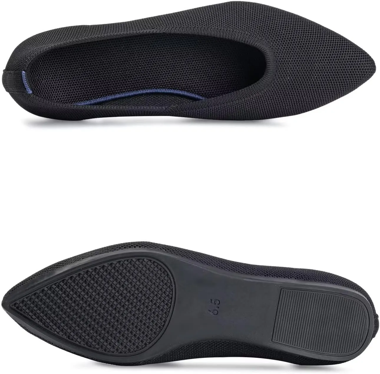Frank Mully Womens Pointed Toe Flats Knit Dress Shoes Comfort Women Shoes Slip On Shoes for Woman Classic Softable Shoes Low Wedge
