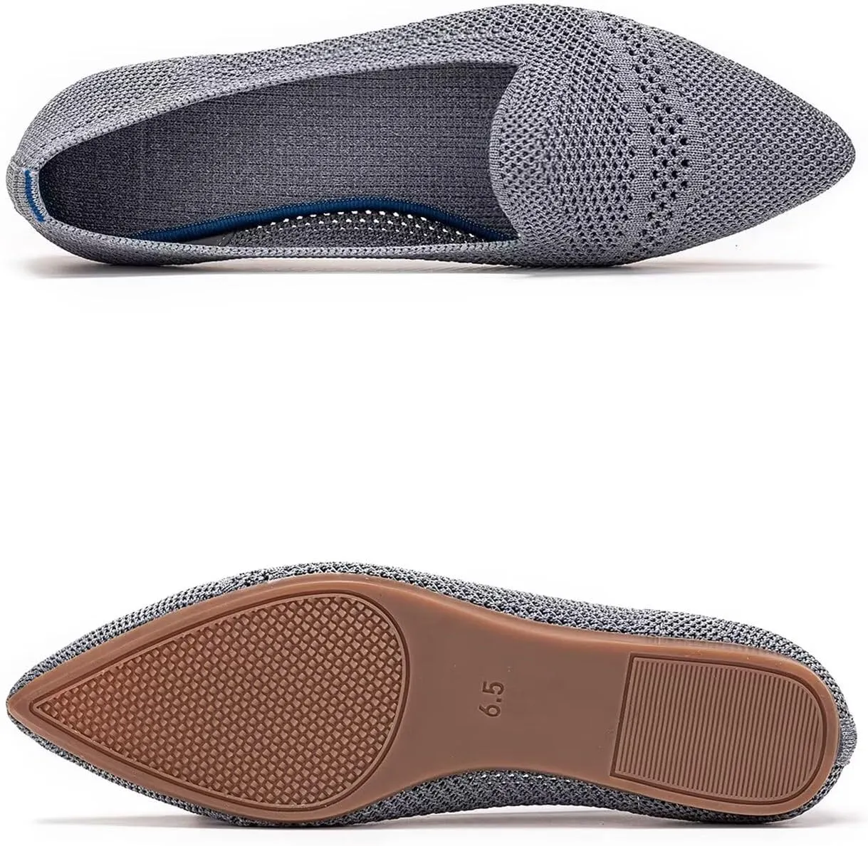 Frank Mully Womens Pointed Toe Flats Knit Dress Shoes Comfort Women Shoes Slip On Shoes for Woman Classic Softable Shoes Low Wedge