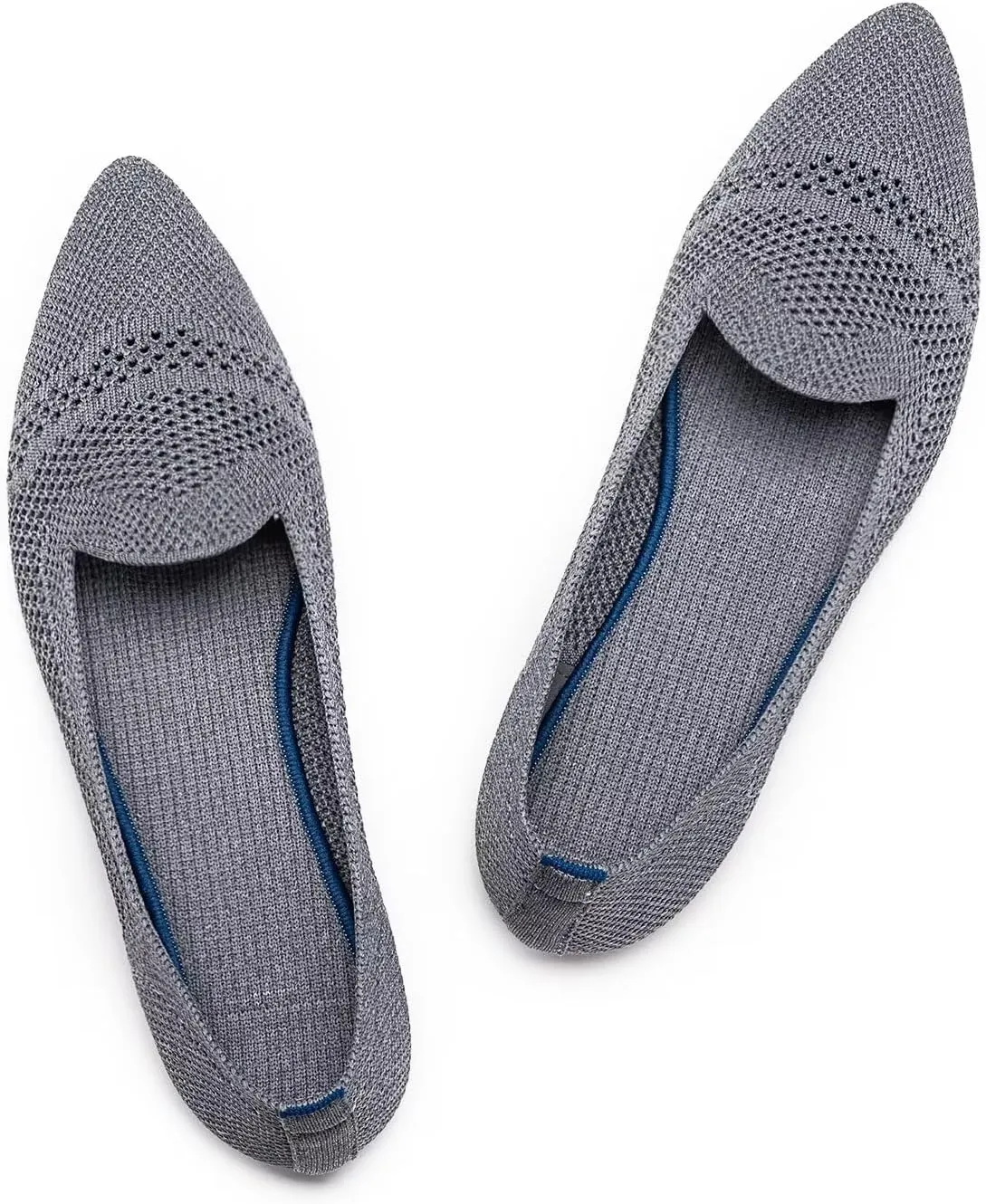 Frank Mully Womens Pointed Toe Flats Knit Dress Shoes Comfort Women Shoes Slip On Shoes for Woman Classic Softable Shoes Low Wedge