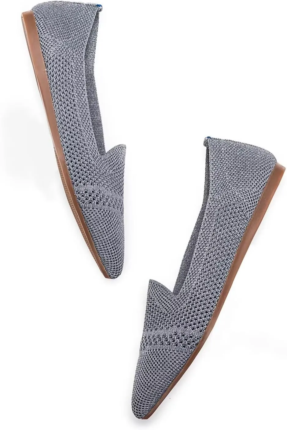 Frank Mully Womens Pointed Toe Flats Knit Dress Shoes Comfort Women Shoes Slip On Shoes for Woman Classic Softable Shoes Low Wedge