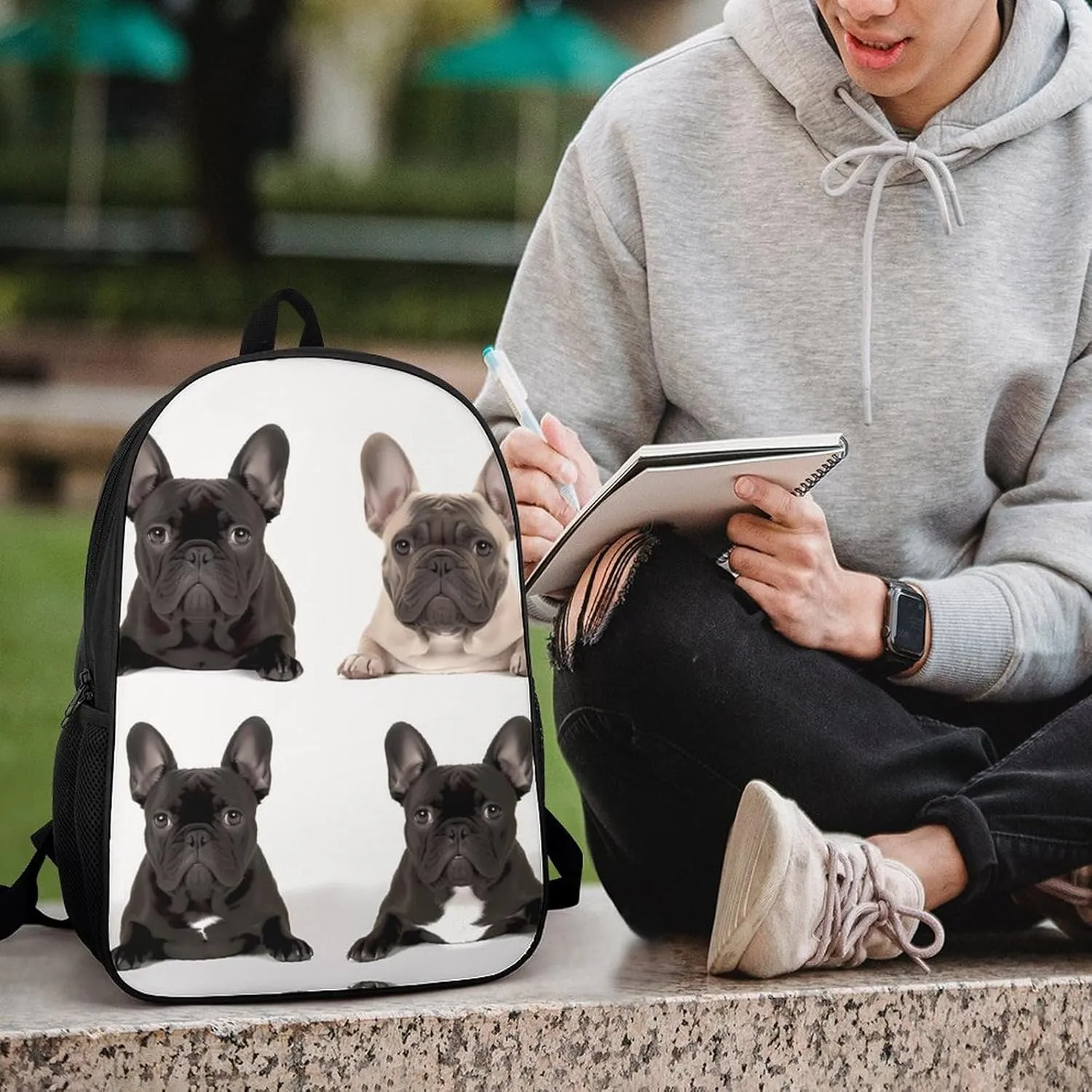 French Bulldog Lightweight Backpack Casual Carry On Laptop Backpack,Hiking Bag for Camping Sports Work