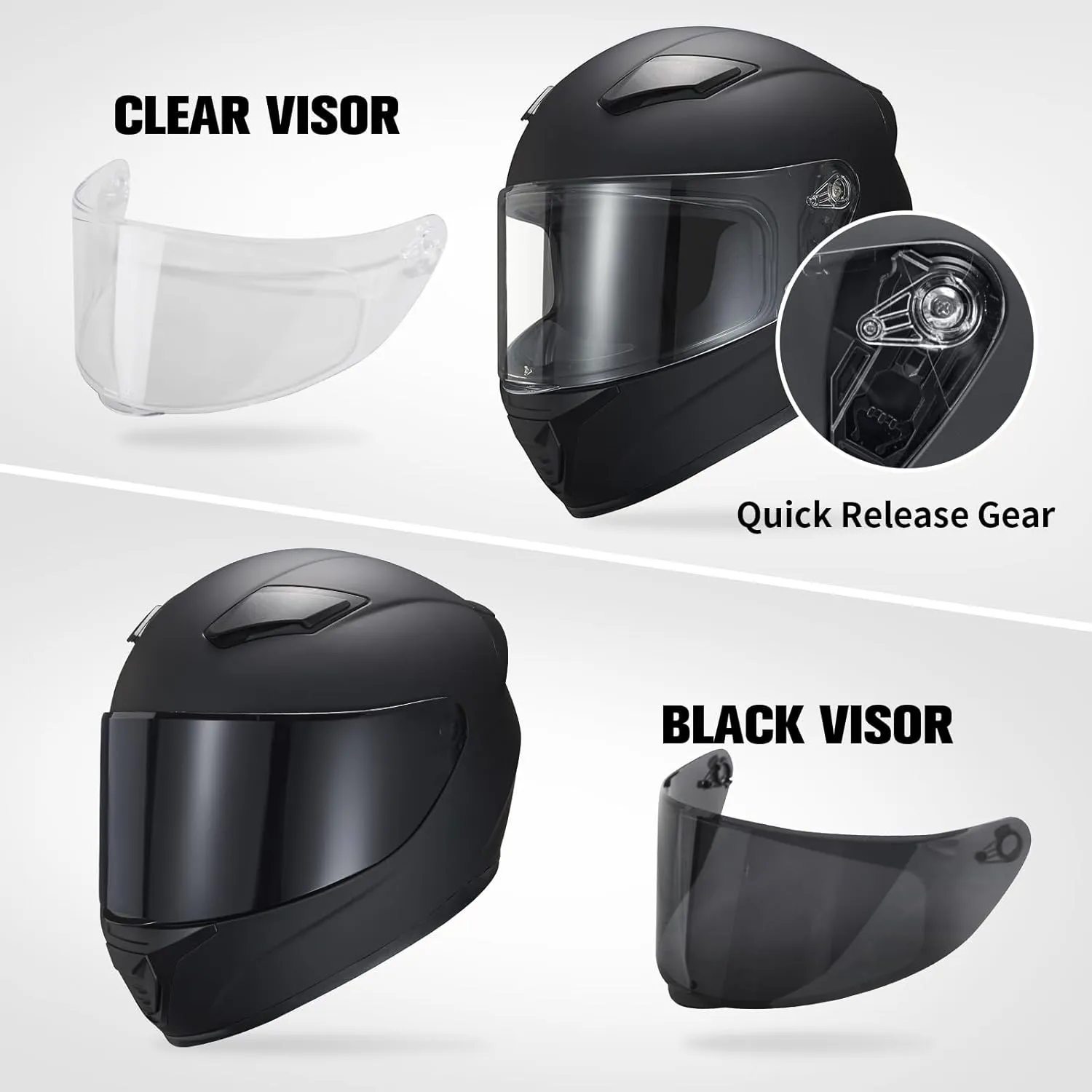 Full Face Motorcycle Helmet WS-607 DOT Approved Motorbike Racing Street Bike Helmets for Adults with Visor