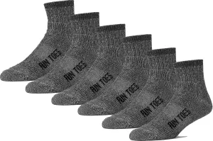 FUN TOES Men's 80% Wool Ankle Socks 6 Pairs Strong Arch Support Winter Cushioned Bottom Ideal for Hiking