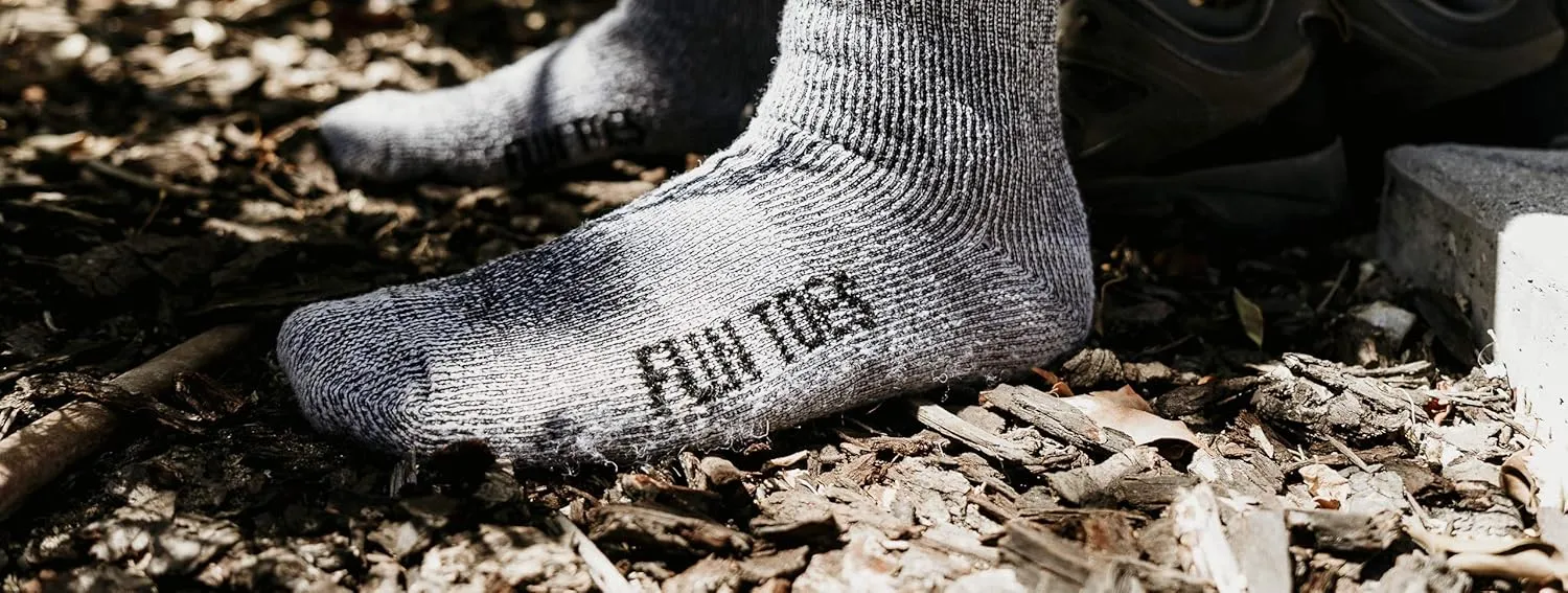 FUN TOES Men's 80% Wool Ankle Socks 6 Pairs Strong Arch Support Winter Cushioned Bottom Ideal for Hiking