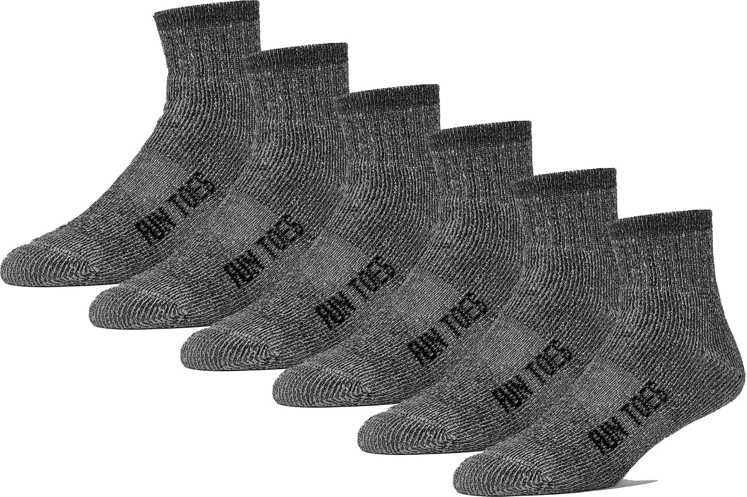 FUN TOES Men's 80% Wool Ankle Socks 6 Pairs Strong Arch Support Winter Cushioned Bottom Ideal for Hiking