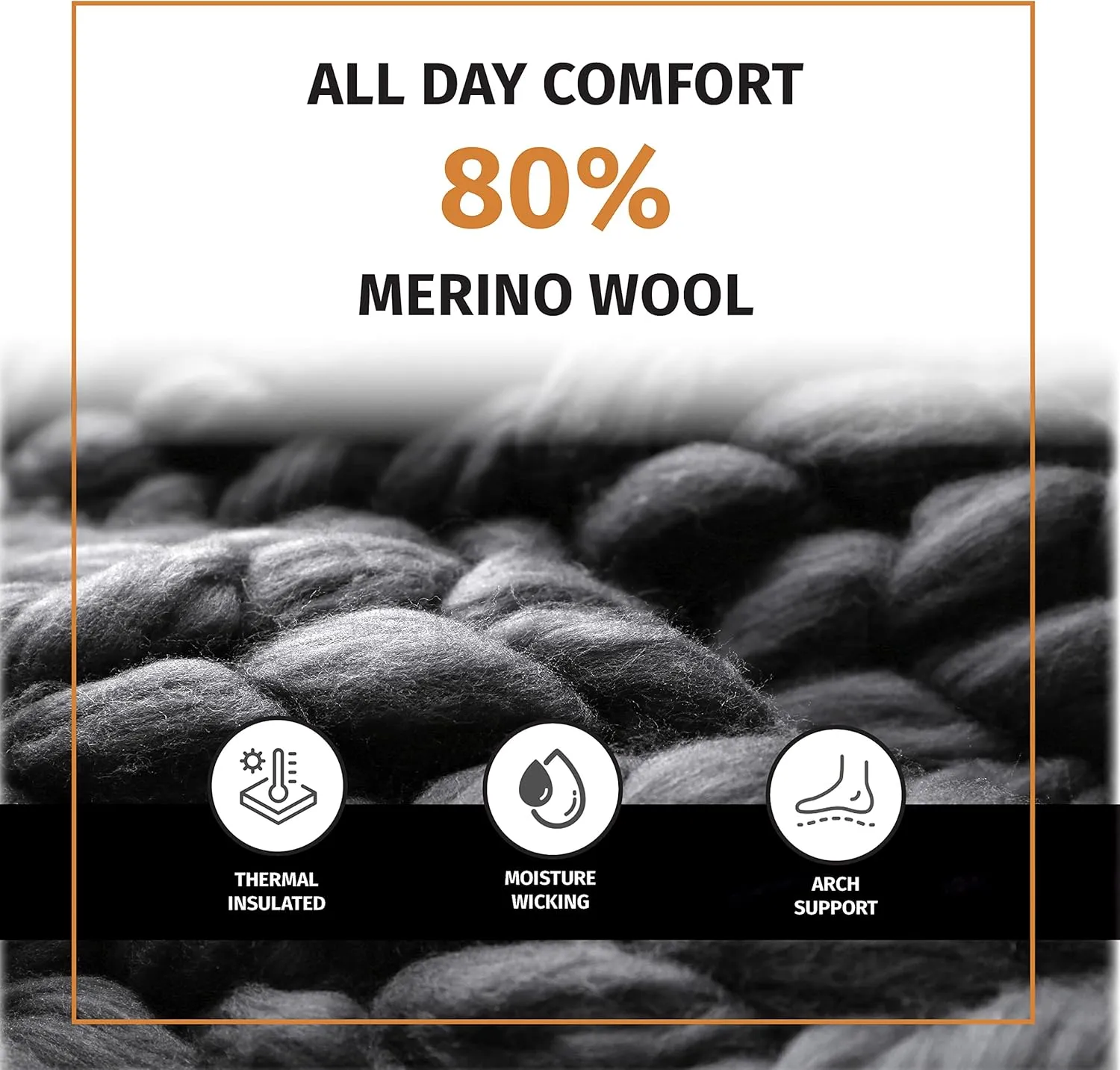 FUN TOES Men's 80% Wool Ankle Socks 6 Pairs Strong Arch Support Winter Cushioned Bottom Ideal for Hiking
