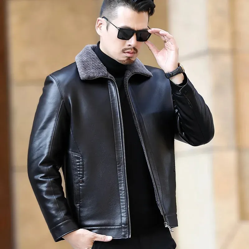 Funki Buys | Jackets | Men's Leather Fleece Lined Short Jackets