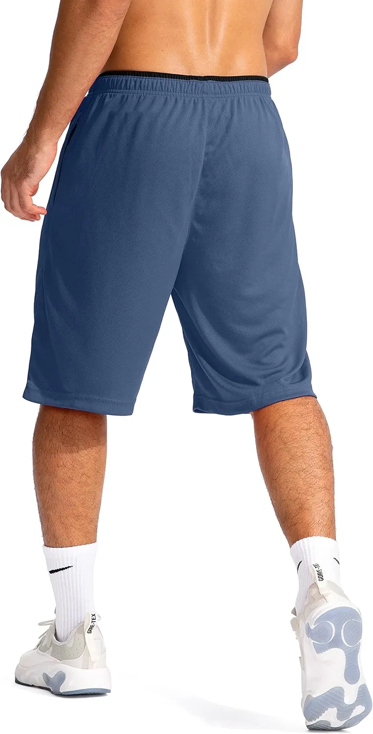 G Gradual Men's Basketball Shorts with Zipper Pockets Lightweight Quick Dry 11" Long Shorts for Men Athletic Gym