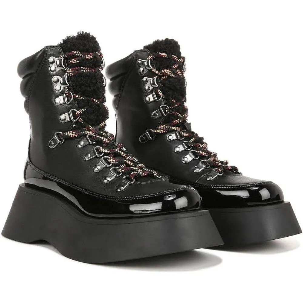 Gail Black Lace Up Hiker Boots