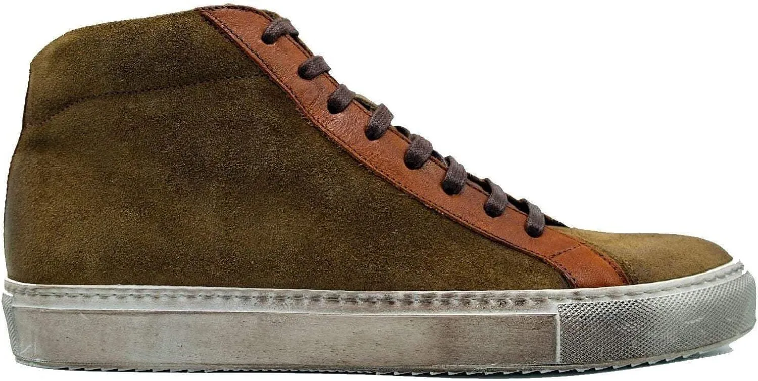 Giovacchini Shoes Men's Ruben Italian Waxed Suede Leather High-top Sneaker