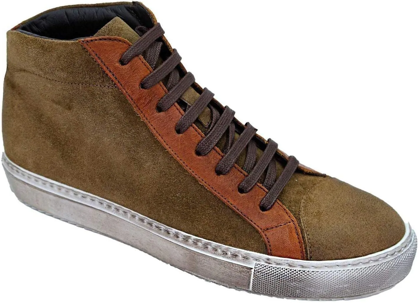 Giovacchini Shoes Men's Ruben Italian Waxed Suede Leather High-top Sneaker