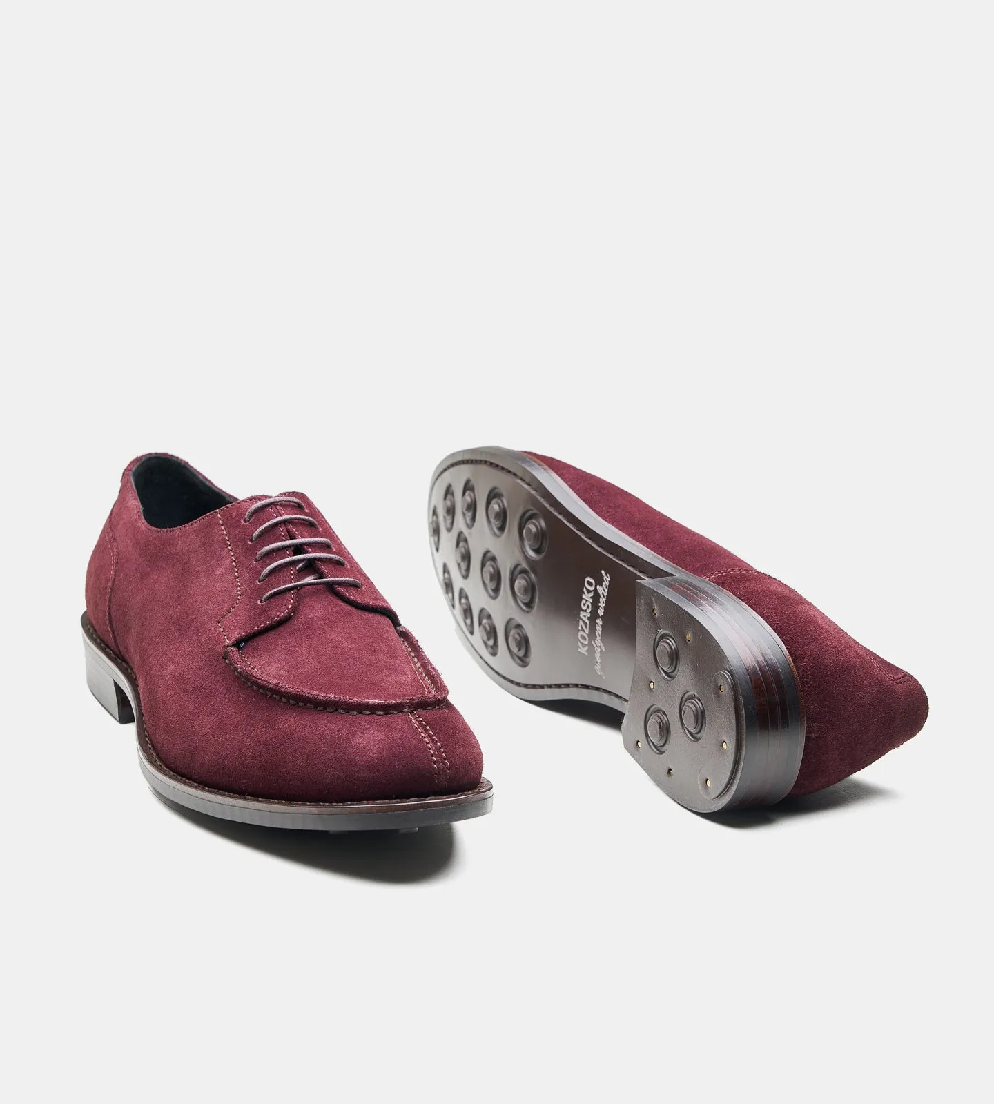 Goodyear Welted Burgundy Suede Split Toe Derby