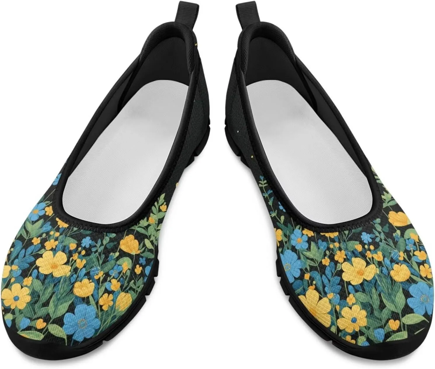 GOSTONG Travel Slip-On Flats for Women Lightweight Non-Slip Casual Walking Shoe Breathable Mesh Flat Shoes for Commuting Black Sole Size 6-11