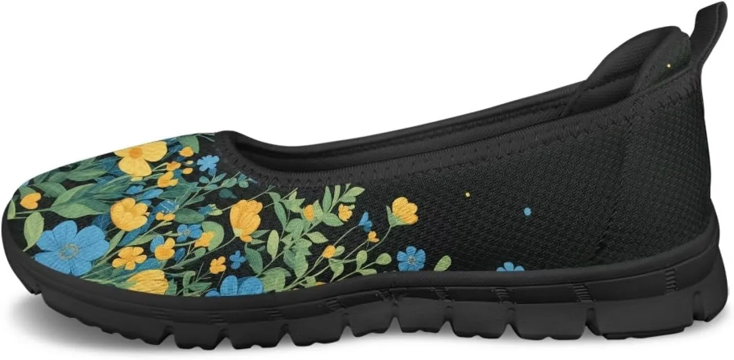GOSTONG Travel Slip-On Flats for Women Lightweight Non-Slip Casual Walking Shoe Breathable Mesh Flat Shoes for Commuting Black Sole Size 6-11