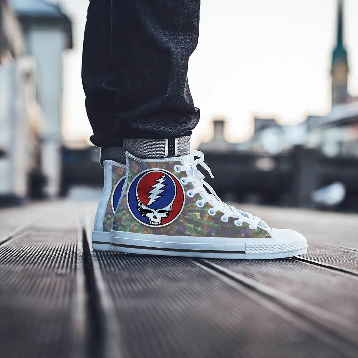 grateful dead skull mens high top sneakers