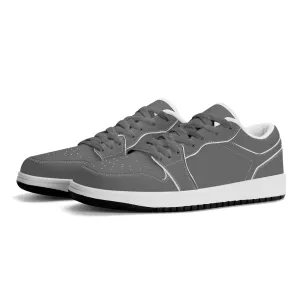 Graue Low Top Leder Sneaker für Damen