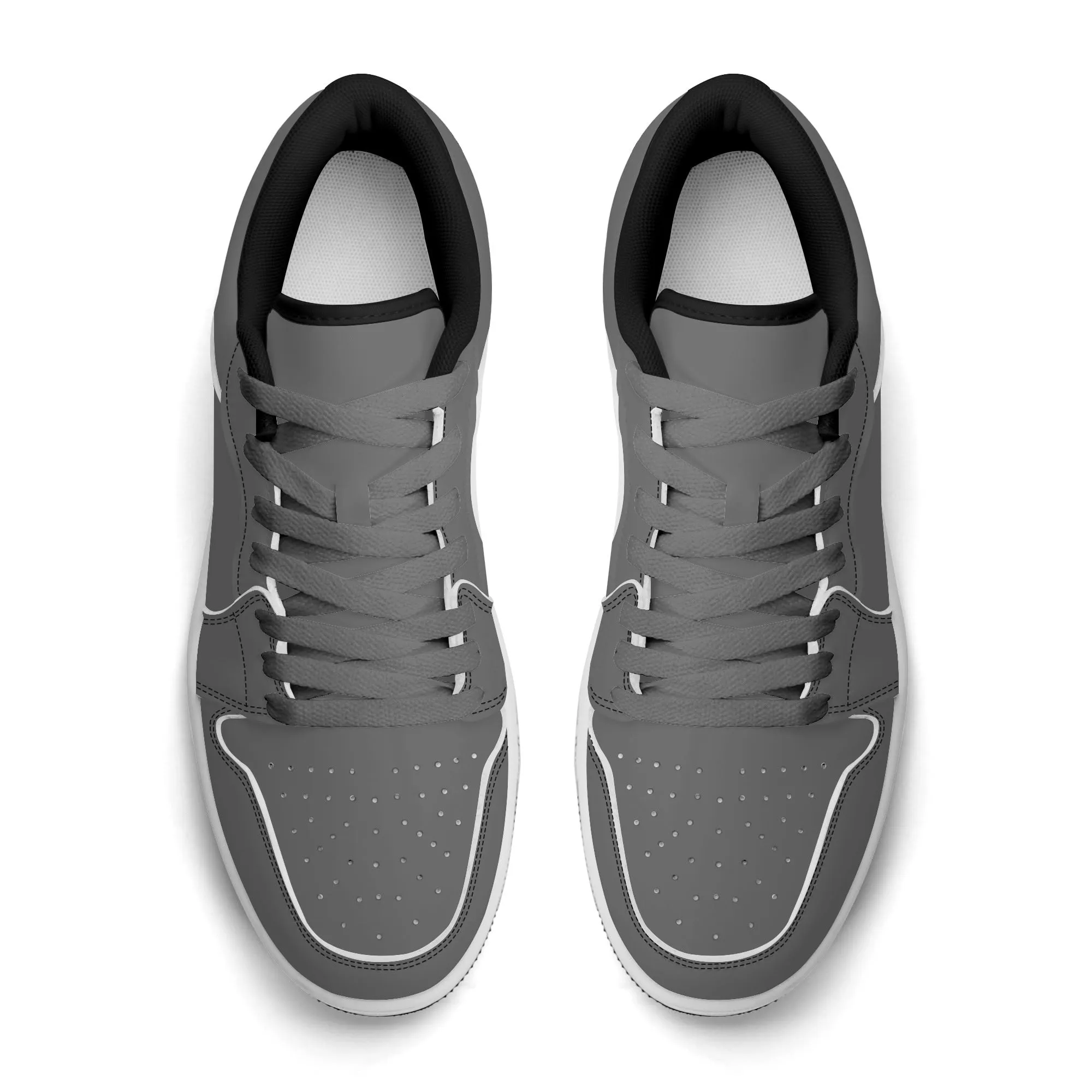 Graue Low Top Leder Sneaker für Damen