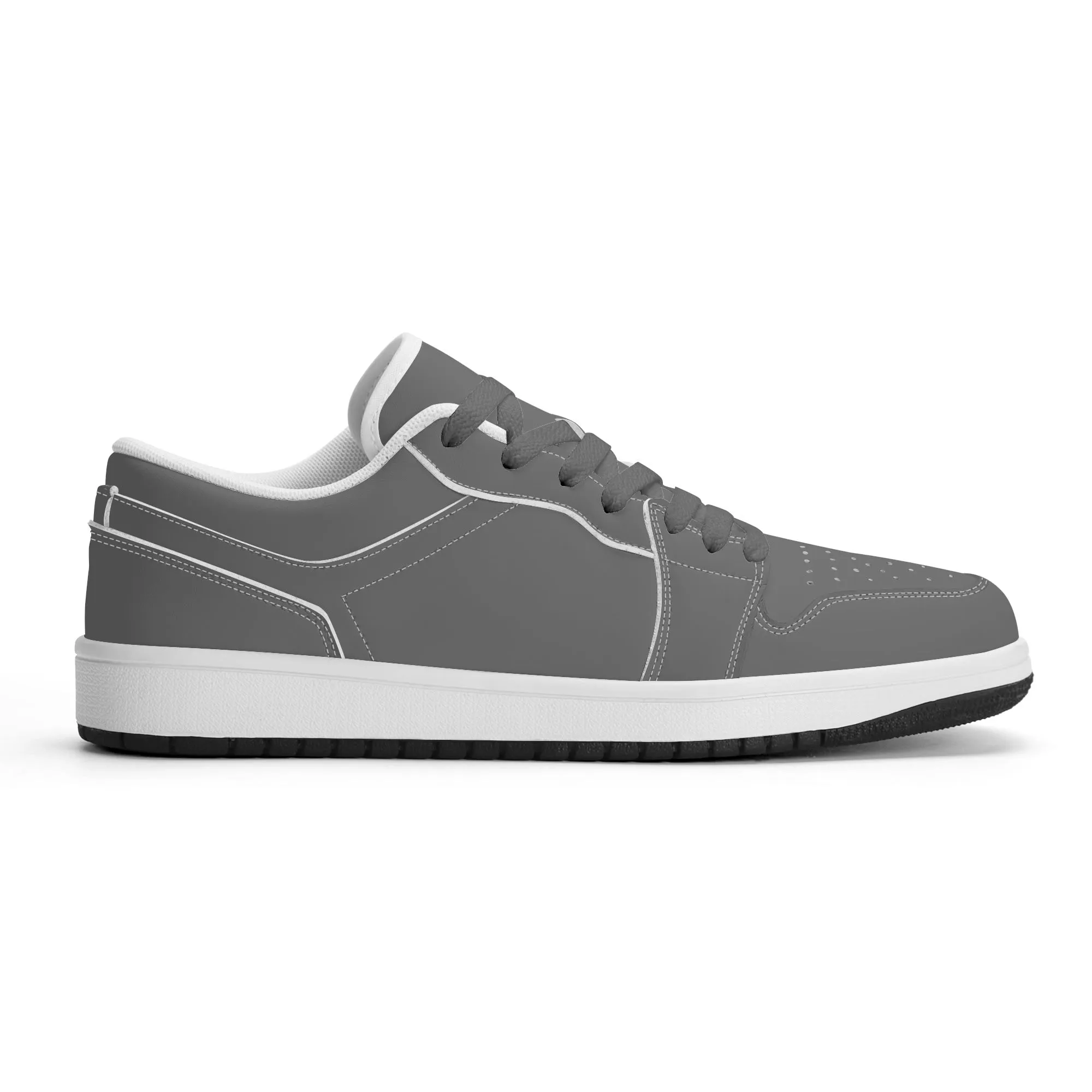 Graue Low Top Leder Sneaker für Damen