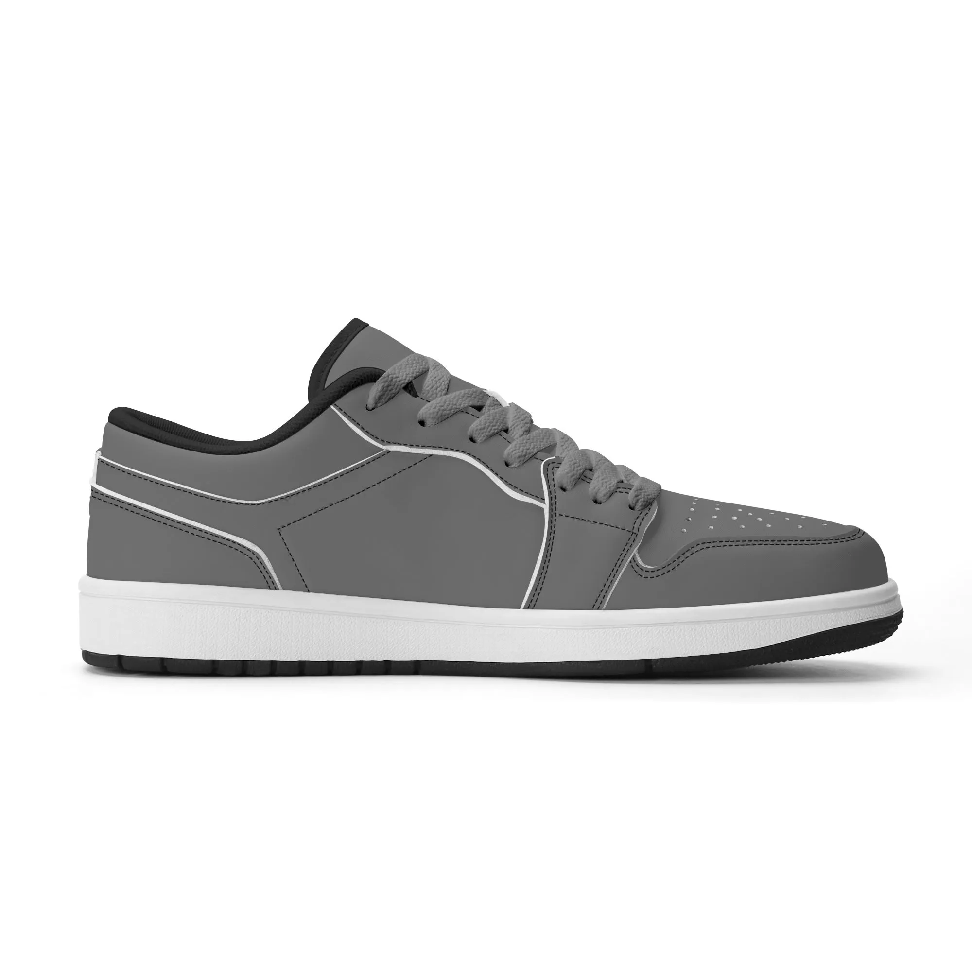 Graue Low Top Leder Sneaker für Damen